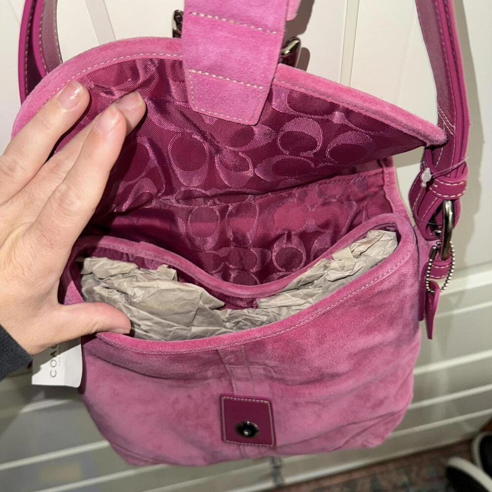 Vintage Rare Coach Suede Shoulder Bag - Picture 5 of 9
